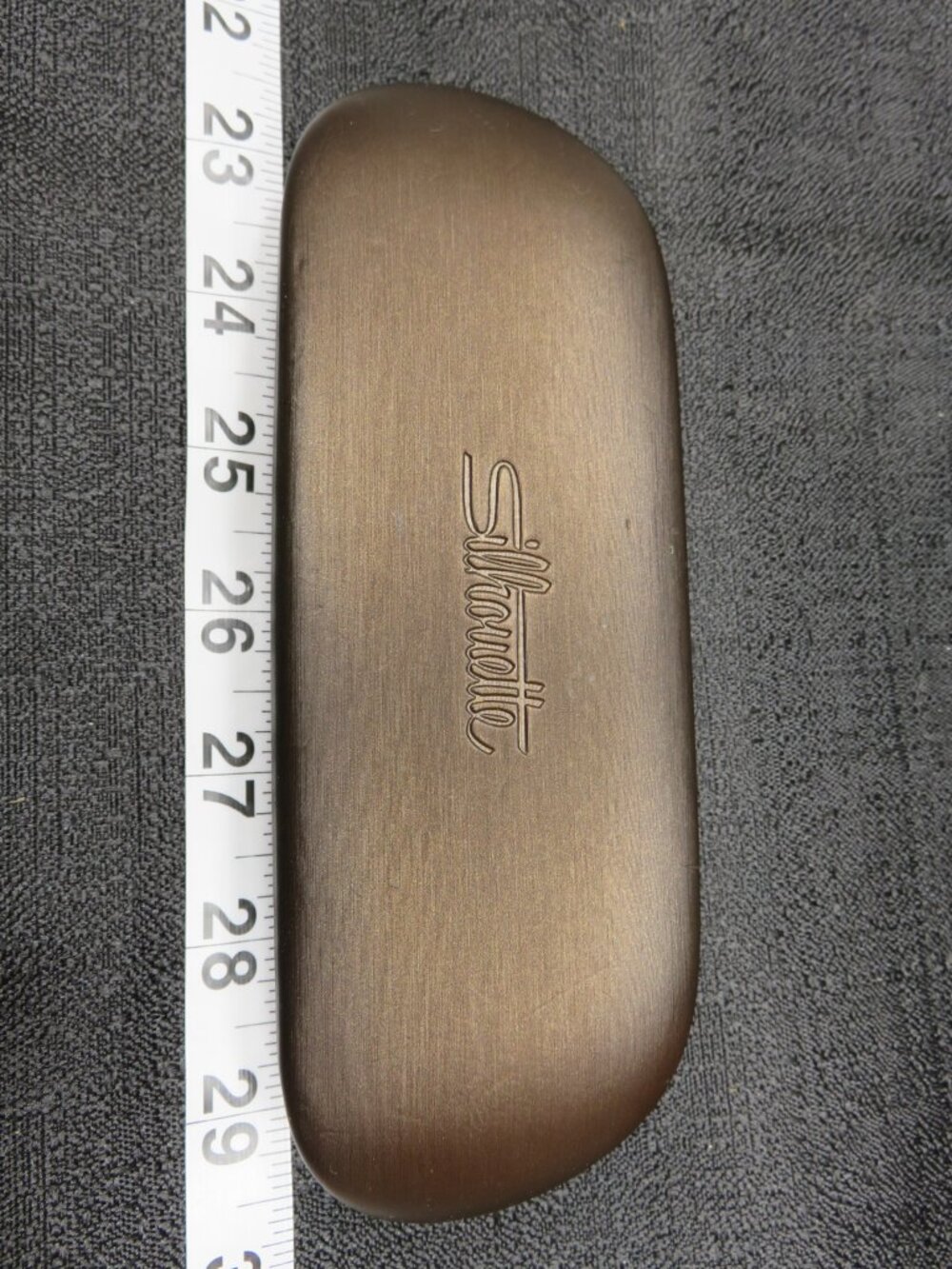 Silhouette Eyeglass Case Hard Clam Shell Bronze Color Case Italy Ridgid
